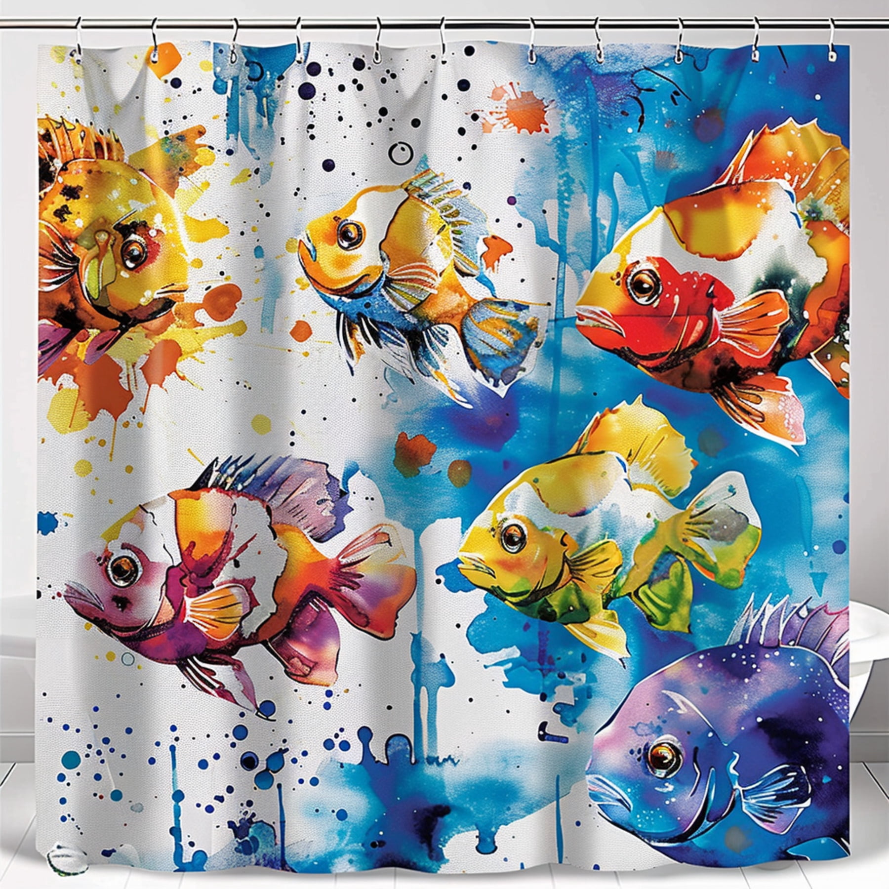 Make a Splash in Your Bathroom with our Watercolor Fish Shower Curtain ...