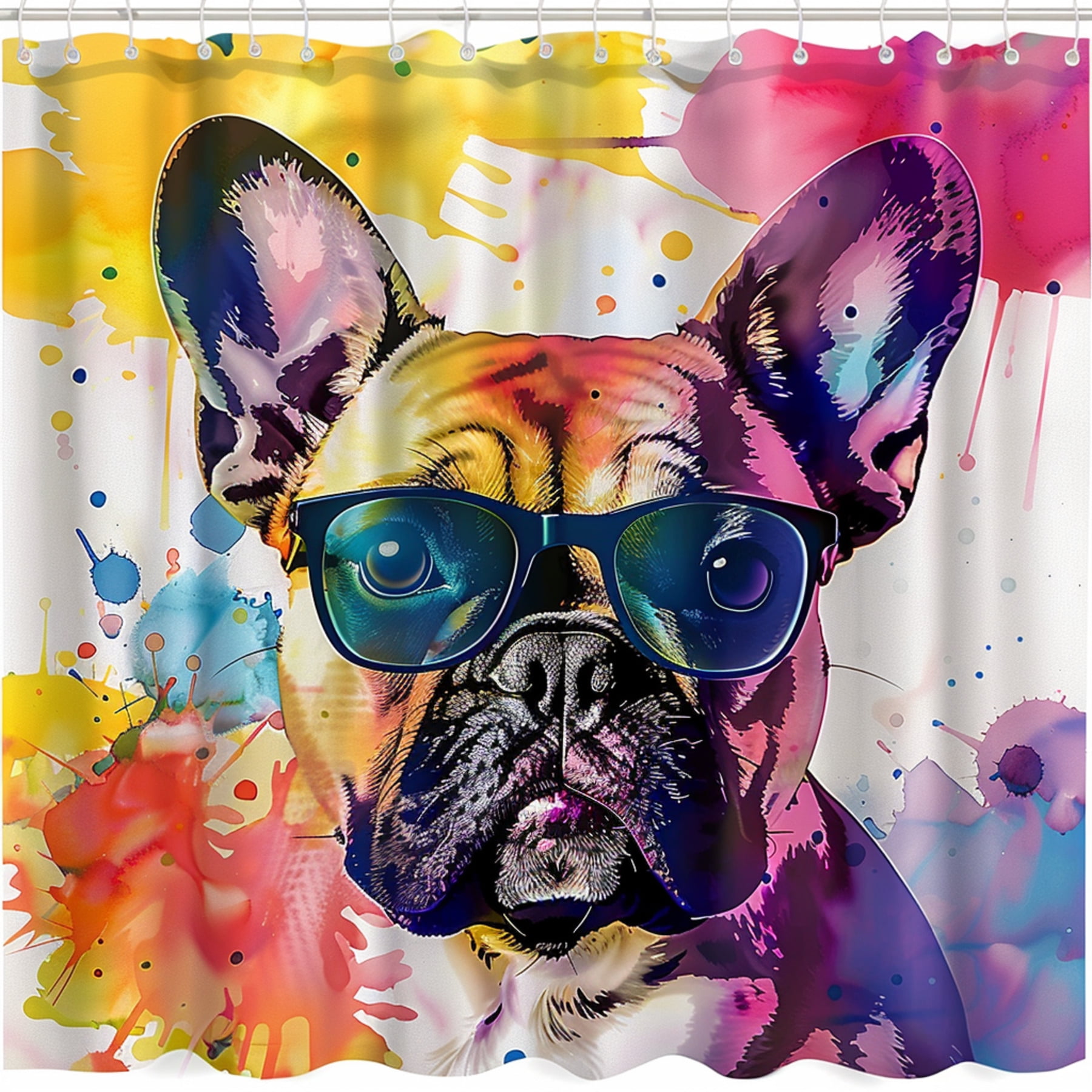 Make a Splash with our Modern French Bulldog Shower Curtain Add Color