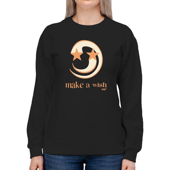 Make a Wish - Crescent Moon and Star Graphic Women's Sweatshirt