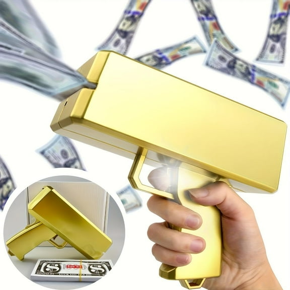Make it Rain Money Gun Paper Playing Spary Prop Cash Gun Party Supplies (Metallic Gold)