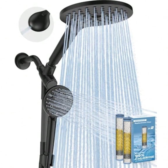 MakeFit Dual Filtered Rain Shower Head Combo High Prure Handheld Shower Head with Adjustable Bar - Rainfall Shower Head And Showerhead with Filter for Hard Water - Removes Chlorine