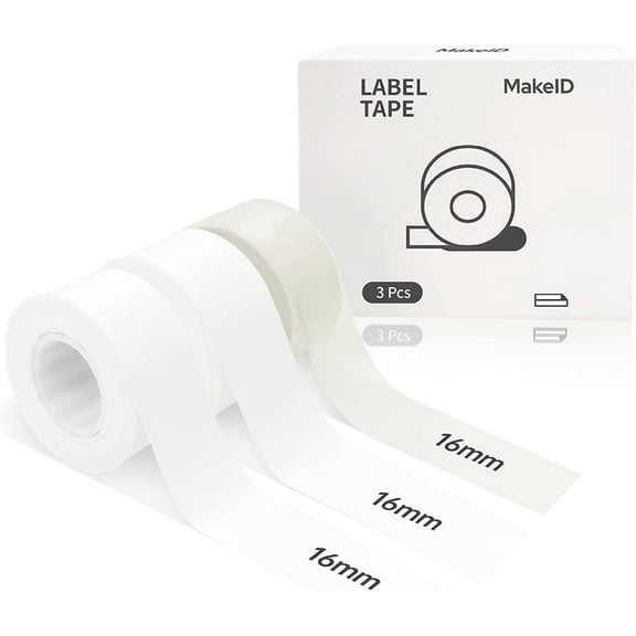 MakeID White Label Maker Tape Adapted Label Print Paper Refills Standard Laminated Office Labeling Tape Replacement 0.63 x 157 inch (16mm x 4m) Work with Label Maker Model L1 M1 Q1