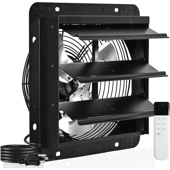 Makeatree 12 Inch Shutter Exhaust Fan with Remote Control, 1200 CFM Wall Mounted High Airflow Ventilation Fan, 8 Speed Adjustable, for Garage, Workshop, Attic, Shed