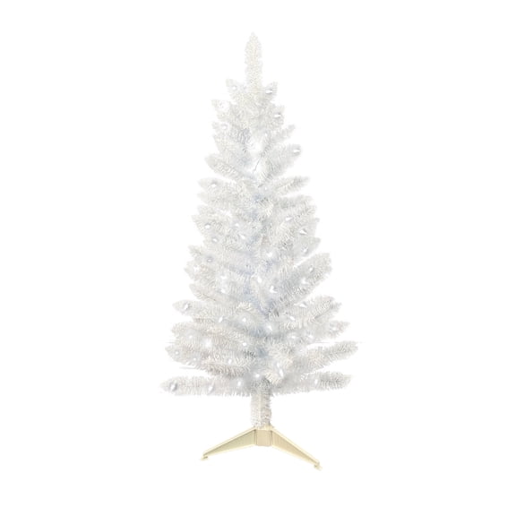 Makeatree 3FT White Artificial Mini Christmas Tree with 30 String Lights Small Fake Tabletop Tree Not Pre-Lit, for Home & Office Holiday Dcor