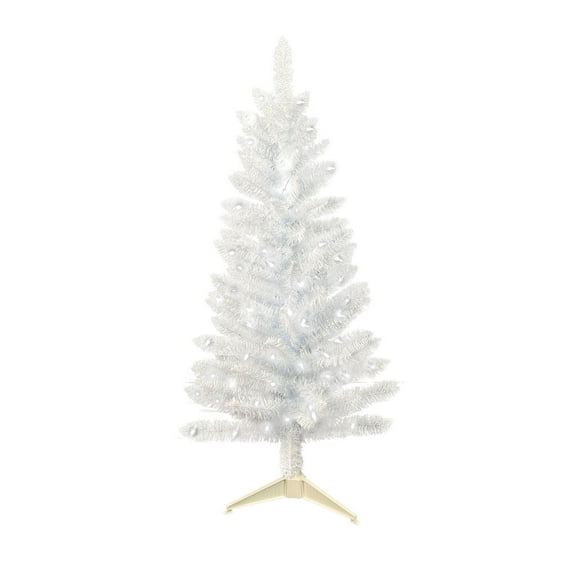 Makeatree 3FT White Artificial Mini Christmas Tree with 30 String Lights Small Fake Tabletop Tree  Not Pre-Lit, for Home & Office Holiday Dcor