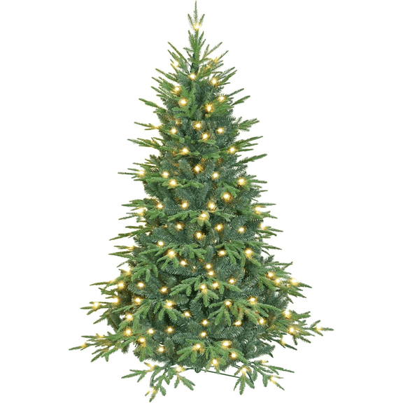 Makeatree 4ft Prelit Artificial Christmas Tree Realistic Fir Xmas Tree with 907 PE PVC Tips & 150 Lights Green & Foldable Base