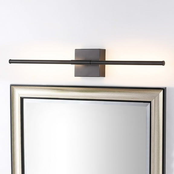 JONATHAN Y Makena 28" Modern Minimalist Dimmable Integrated LED Metal Wall Sconce, Black