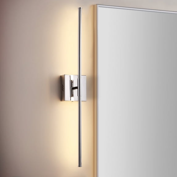 JONATHAN Y Makena 28" Modern Minimalist Dimmable Integrated LED Metal Wall Sconce, Chrome