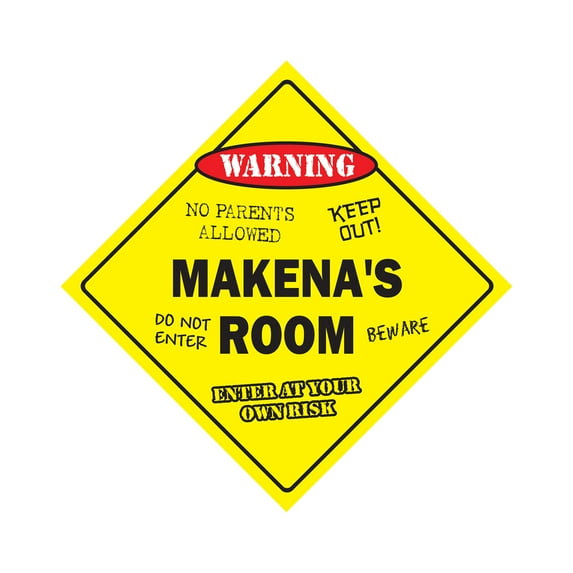 Makena's Room Sign Crossing Zone Xing | Indoor/Outdoor | 12" Tall kids bedroom decor door children's name boy girl