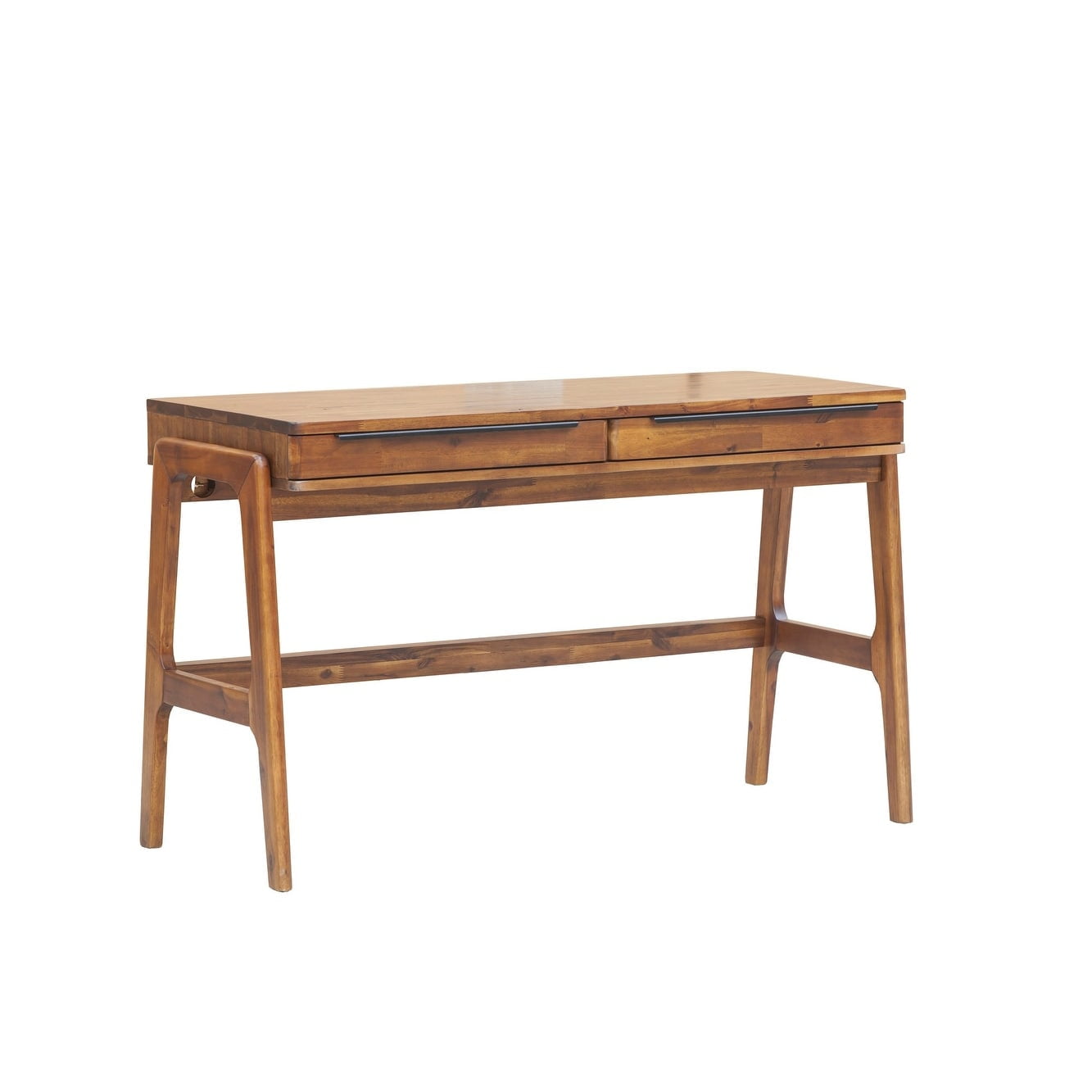 Acacia Wood Mid-Century Modern Writing Desk with Drawers