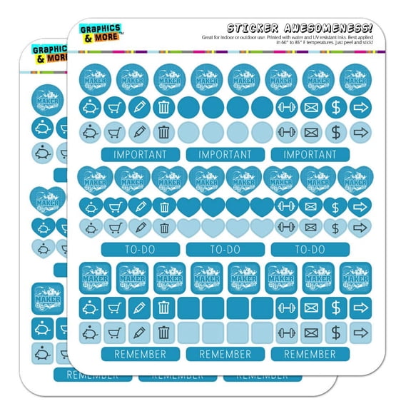 Maker Blueprint Design with Robot and Gears Planner Calendar Scrapbooking Crafting Sticker Set