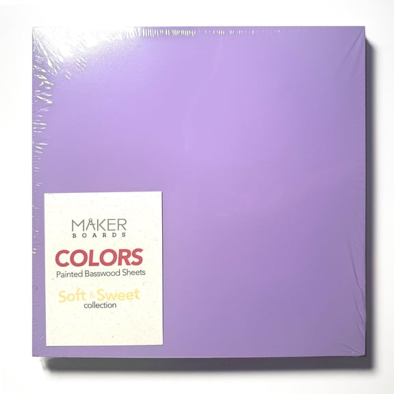 Maker Boards Colors - Basswood 1/16th 12x12, Soft and Sweet, 7 Color Variety Pack