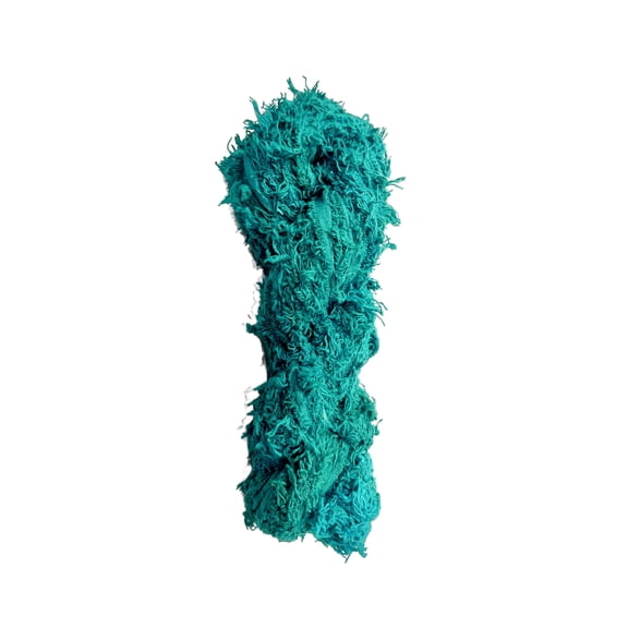Maker's Craft Cotton Frayed Edges Ribbon Yarn 100 Grams, 25 Yards for DIY Vintage Colors, Knitting & Crocheting, Macrame, Jewelry Making and Weaving, Gift Wrapping and Tassel Making (Teal)