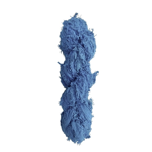 Maker's Craft Cotton Frayed Edges Ribbon Yarn 100 Grams, 25 Yards for DIY Vintage Colors, Knitting & Crocheting, Macrame, Jewelry Making, Weaving, Gift Wrapping, Tassel Making (Royal Blue)