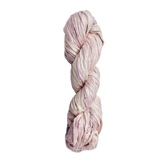 Maker's Craft Recycled Sari Silk Ribbon Yarn 100 Grams, 50 Yards for DIY Vintage Colors, Knitting & Crocheting, Macrame, Jewelry Making, Gift Wrapping and Weaving (Baby Pink)