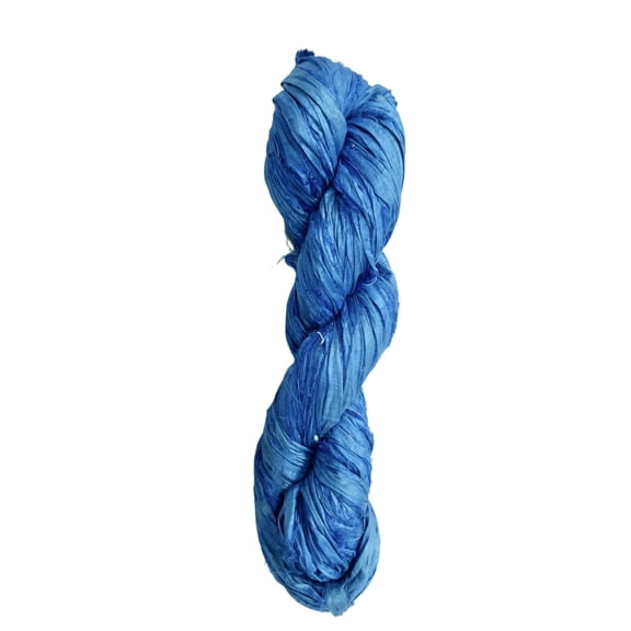 Maker's Craft Recycled Sari Silk Ribbon Yarn 100 Grams, 50 Yards for DIY Vintage Colors, Knitting & Crocheting, Macrame, Jewelry Making, Gift Wrapping and Weaving (Royal Blue)