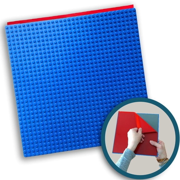 MakerBase Peel-and-Stick Building Blocks Baseplates, 10" x 10" for All Major Brands of Toy Build Sets, Sturdy Stacking Blocks Table Base, Bricks Play Table Top, Blue