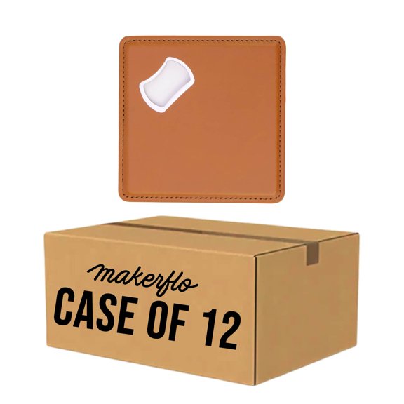 MakerFlo Laserette Leatherette Bottle Opener Coaster, Laser Engraving Blank with Magnet, Rawhide, Case of 12