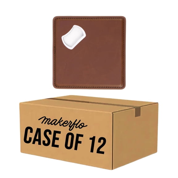 MakerFlo Laserette Bottle Opener Coaster, Case of 25, Vegan Leatherette, Laser Engraving & UV Printing Ready, Magnetic Coaster, Heavyweight Design