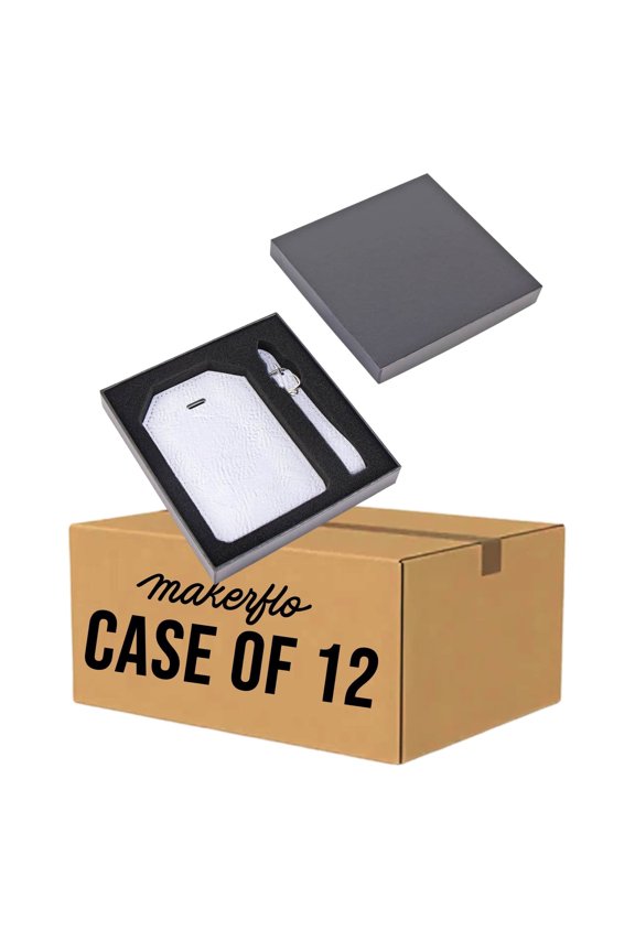 Laserette Luggage Tag 4.375 x 2.875  Engravable Vegan Leather Tag, Adjustable Strap & Gift Box, Ideal for DIY  Laser Engraving, UV Printing (Metallic Silver, Case of 12)