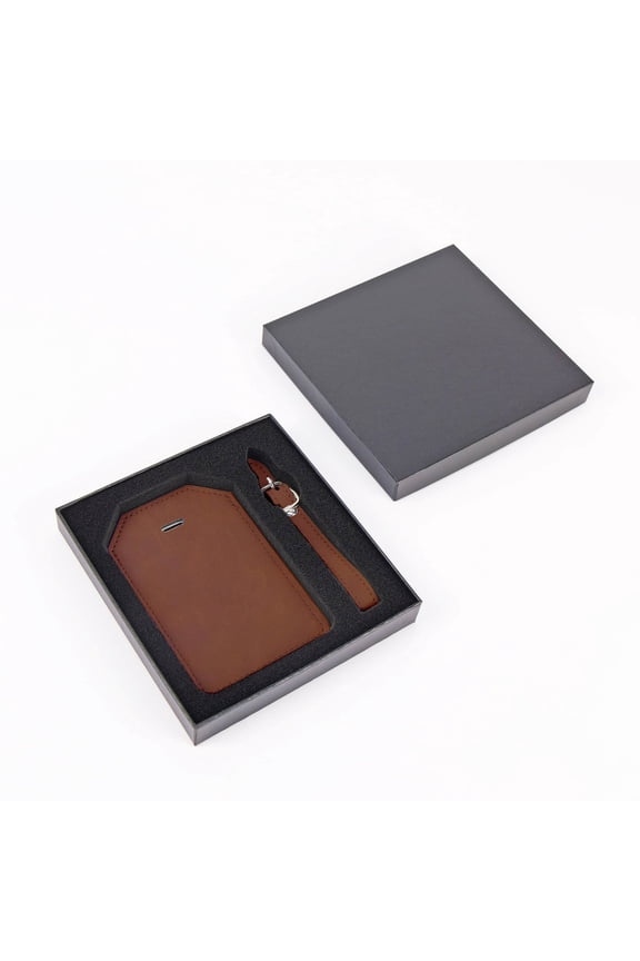 Laserette Luggage Tag 4.375 x 2.875  Engravable Vegan Leather Tag with Privacy Flap, Adjustable Strap & Gift Box, Ideal for DIY  Laser Engraving, UV Printing (Brown, Singles)