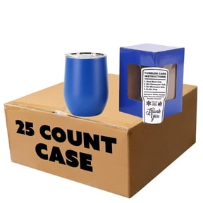 Makerflo 12 oz Powder Wine Tumbler, Ideal for DIY Crafts- Laser Engraving (Blue – Pack of 25)