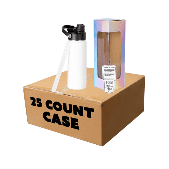 Makerflo 18 oz Sublimation Hydro Bottle (Pack of 25), Ideal for DIY Crafts -Sublimation