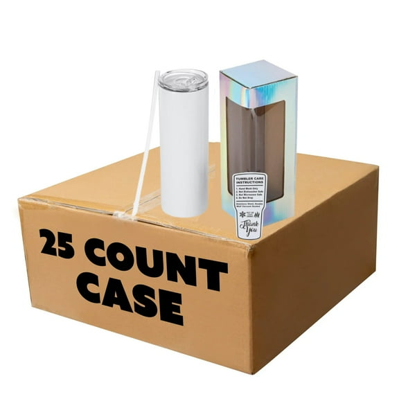 Makerflo 20 oz White Skinny Sublimation Tumbler (25 Pack) Ideal for DIY Crafts -Sublimation
