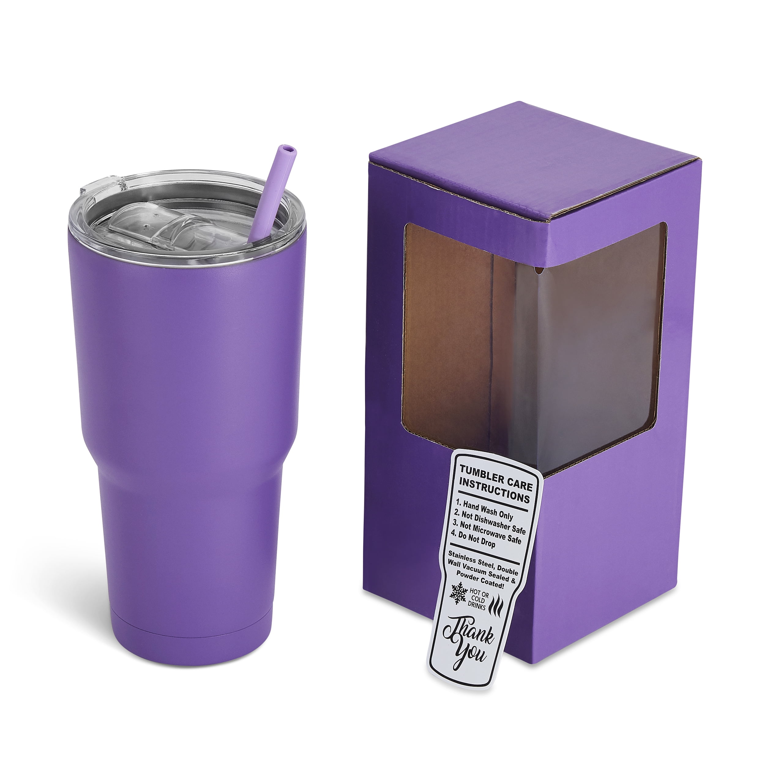 Lavender Stainless Steel 18oz Tumbler with Purple Jacket & Screw-on Lid