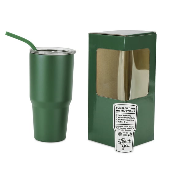 Makerflo 30 oz Green Powder Coated Tumbler - Pack of 1, Ideal for DIY Crafts- Laser Engraving, And Handle Sold Separately