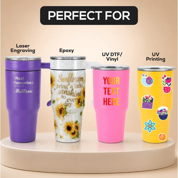 MakerFlo 30 oz Purple Powder Coated Tumbler Pack of 25 with MakerTwist™ System, Twist-On Handle Option (Handle Sold Separately) Customizable Blank Tumbler, Ideal for Laser Engraving, UV DTF, Epoxy