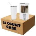 thumbnail image 1 of Makerflo 30 oz White Powder Coated Tumbler- Pack of 25, Ideal for DIY Crafts- Laser Engraving, And Handle Sold Separately, 1 of 10