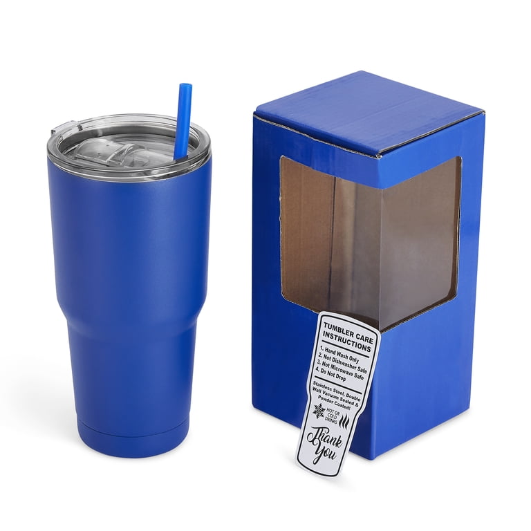 Makerflo 30oz Skinny Tumbler With Lid & Straw, Stainless Steel 