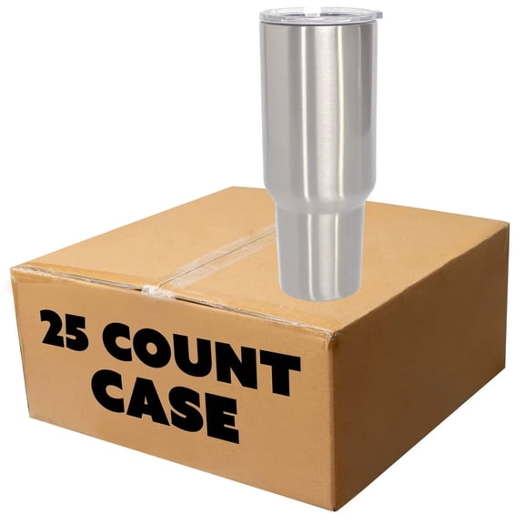 Makerflo 40 oz Silver Stainless Steel Sublimation Tumbler (25 Pack) Ideal for DIY Crafts -Epoxy