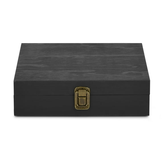 Makerflo Black Pine Wood Cigar Box - Pack of 1, Ideal for Craft - Laser Engraving
