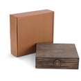 thumbnail image 1 of MakerFlo Dark Walnut Pine Wood Cigar Box with Hinged Lid & Front Clasp, Black Felt Lined, 8.5" x 8" x 2.4", Ideal for Crafts, Laser Engraving, Epoxy, UV DTF & Vinyl, Pack of 1, 1 of 11