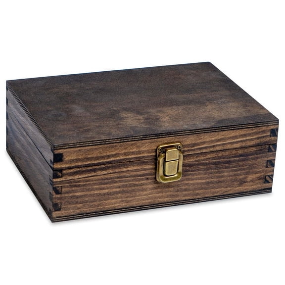 Makerflo Dark Walnut Color Pine Wood Memory Box - Medium Size
