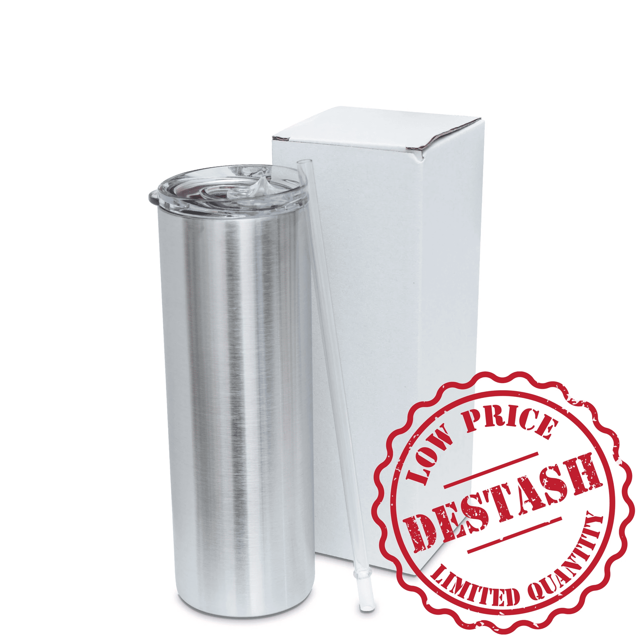 MakerFlo Destash 20 oz, 25 Pack Skinny Insulated Tumblers, Stainless Steel, Silver