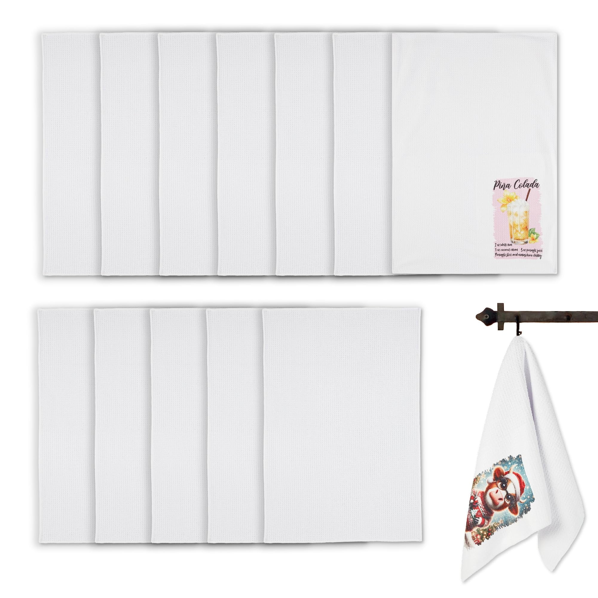 MakerFlo Kitchen Towel for Sublimation, Ideal for DIY Crafts, Heat Transfer & Custom Printing