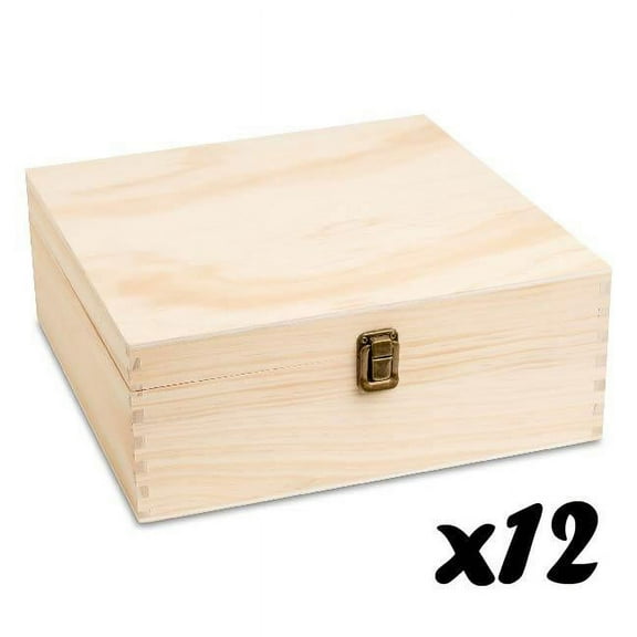 Makerflo Natural Color Pine Wood Memory Box (24 Pcs) - Medium Size