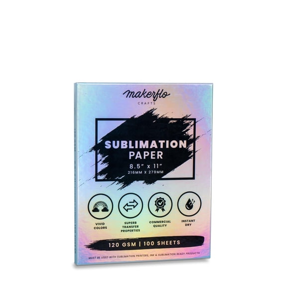 Makerflo Sublimation Paper 8.5x11 Inch 120gsm 100 Sheets Heat Transfer Paper Single-Sided Fast-Drying for Epson and Sawgrass Printers