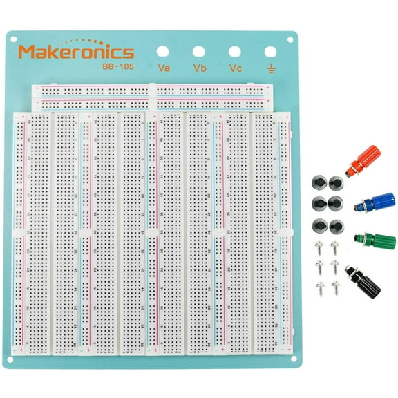 Makeronics 3220 Tie-Points Solderless Breadboard with Blue Aluminum Back Plate for Circuit/Arduino/Raspberry Pi Prototyping