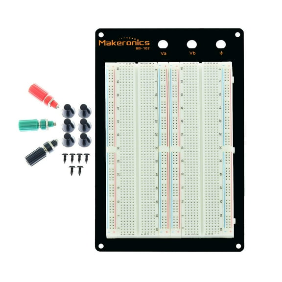 Makeronics Solderless 1660 Tie-Points Breadboard with Aluminum Back Plate for Circuit/Arduino/Raspberry Pi Prototyping Powered by Makeronics Technology