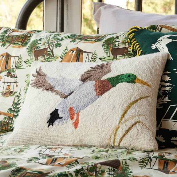 Makers Collection Camp Wandawega Mallard Multi- Color Hooked Bed Pillow