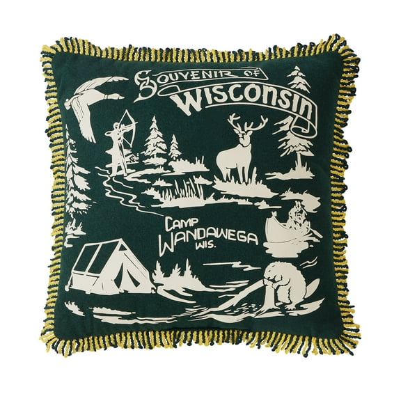 Makers Collective Camp Wandawega Souvenir Green Decorative Pillow, 20"X20"