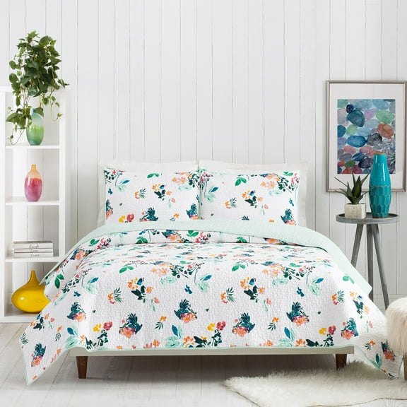 Makers Collective Daydreaming 3-PC Quilt Set, Green, Full/Queen, All Ages