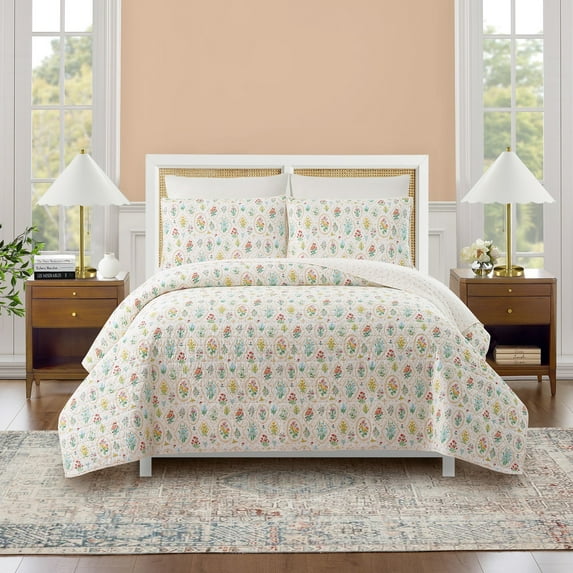 Makers Collective Floral Wallpaper Multi-Color 3-Piece Quilt Set, King