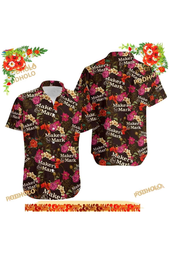 Makers Mark Bourbon Whiskey Funny Hawaiian Shirt, Makers Mark Bourbon Aloha Shirt