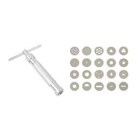 Makery Fondant Extruder - Ropes Tassels Shapes - Silver/Assorted - 21-Piece