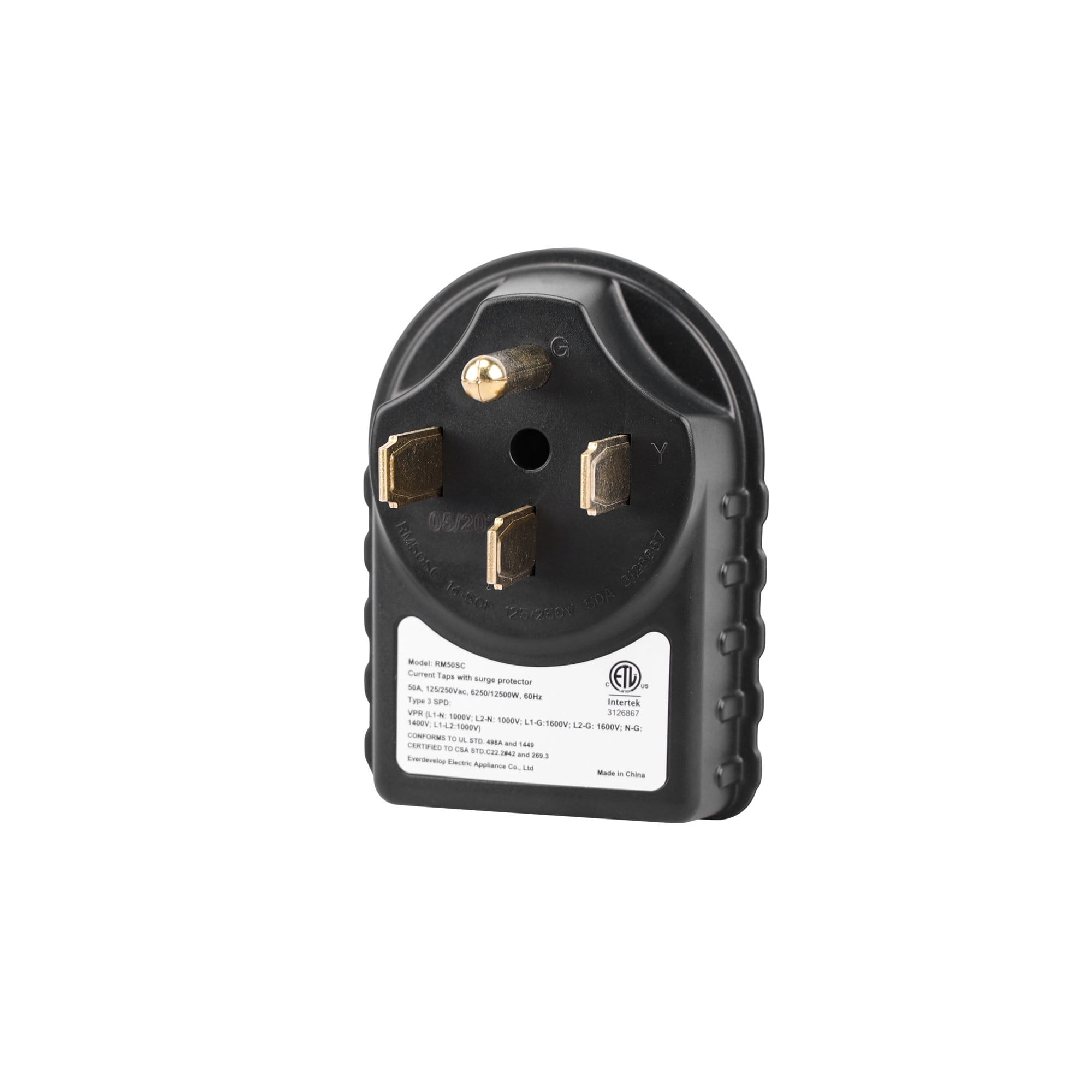 Makerz 0 85 50A RV Surge Protector Plug - 45,000A / 3150 Joules Maximum Spike Absorption, ETL-Certified